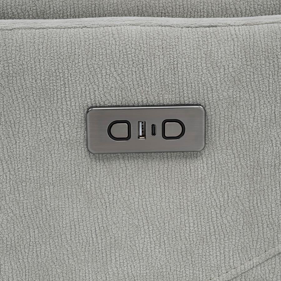 Adler - Upholstered Power Swivel Glider Recliner - Ivory Swivel Glider Chair modern furniture Contempo Furniture