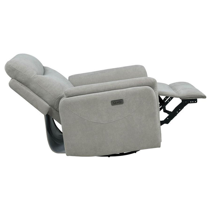 Adler - Upholstered Power Swivel Glider Recliner - Ivory Swivel Glider Chair modern furniture Contempo Furniture