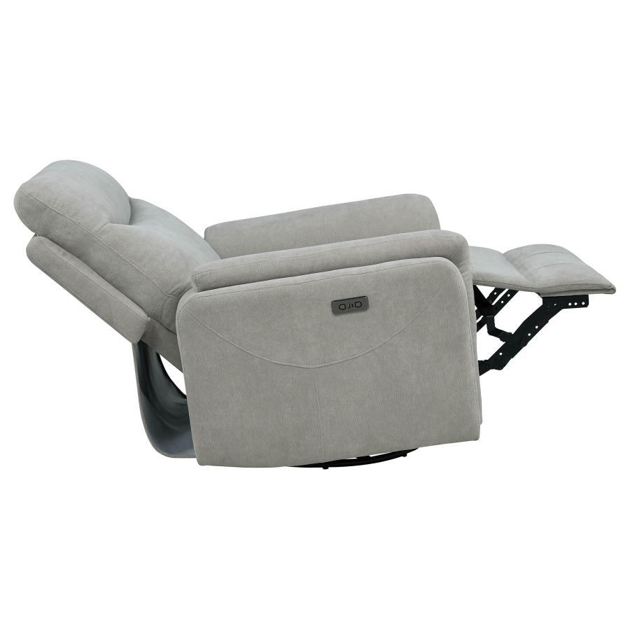 Adler - Upholstered Power Swivel Glider Recliner - Ivory Swivel Glider Chair modern furniture Contempo Furniture