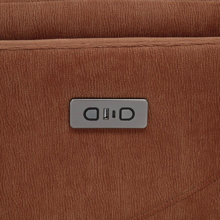 Adler - Upholstered Power Swivel Glider Recliner - Rust Swivel Glider Chair modern furniture Contempo Furniture