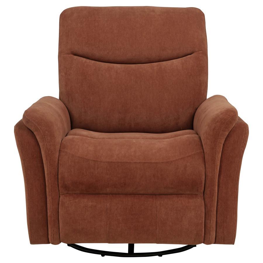 Adler - Upholstered Power Swivel Glider Recliner - Rust Swivel Glider Chair modern furniture Contempo Furniture