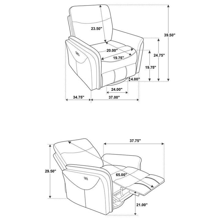 Adler - Upholstered Power Swivel Glider Recliner - Rust Swivel Glider Chair modern furniture Contempo Furniture