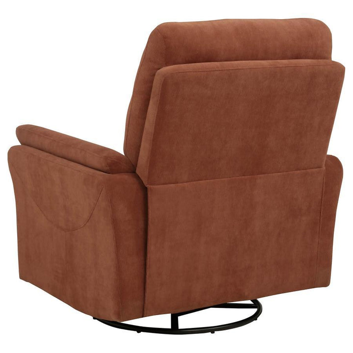 Adler - Upholstered Power Swivel Glider Recliner - Rust Swivel Glider Chair modern furniture Contempo Furniture