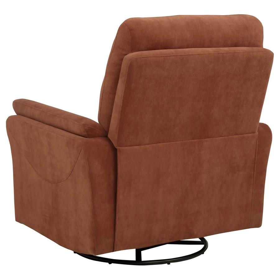 Adler - Upholstered Power Swivel Glider Recliner - Rust Swivel Glider Chair modern furniture Contempo Furniture
