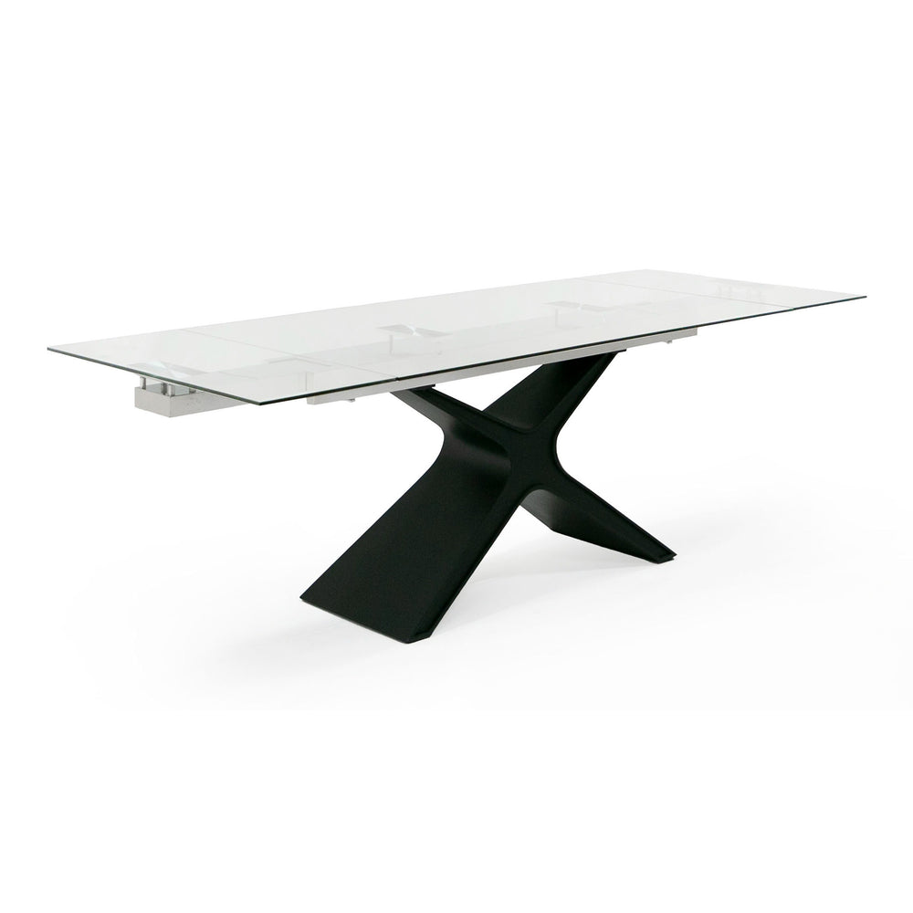 Adler - Modern Black Glass Extendable 63"/94.5" Dining Table