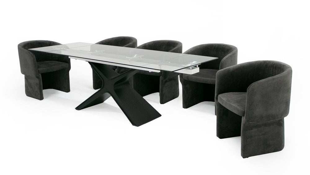 Adler - Modern Black Glass Extendable 63"/94.5" Dining Table