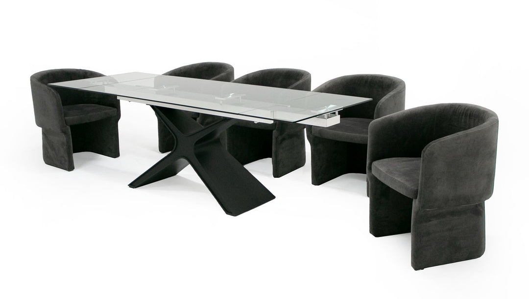Adler - Modern Black Glass Extendable 63"/94.5" Dining Table