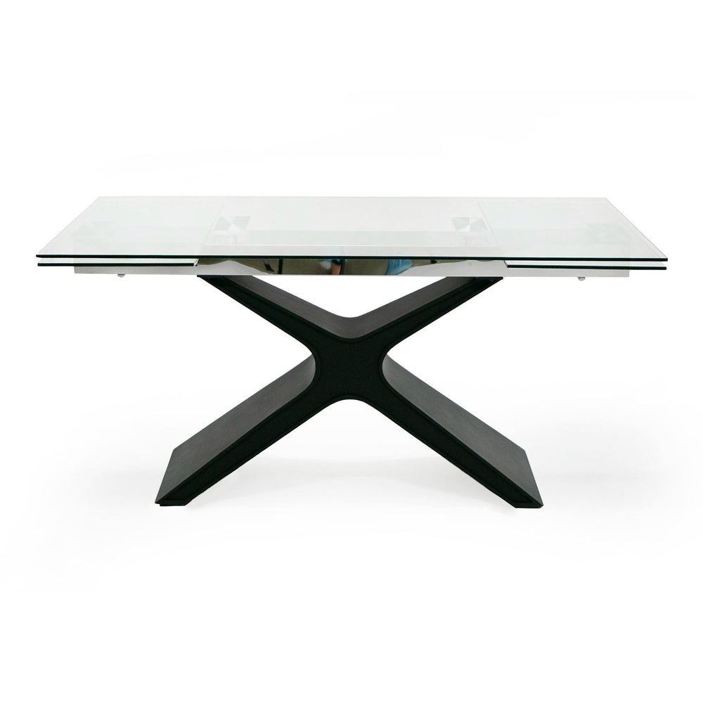 Adler - Modern Black Glass Extendable 63"/94.5" Dining Table