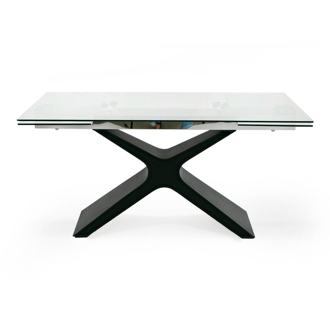 Adler - Modern Black Glass Extendable 63"/94.5" Dining Table
