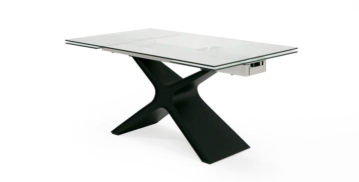 Adler - Modern Black Glass Extendable 63"/94.5" Dining Table