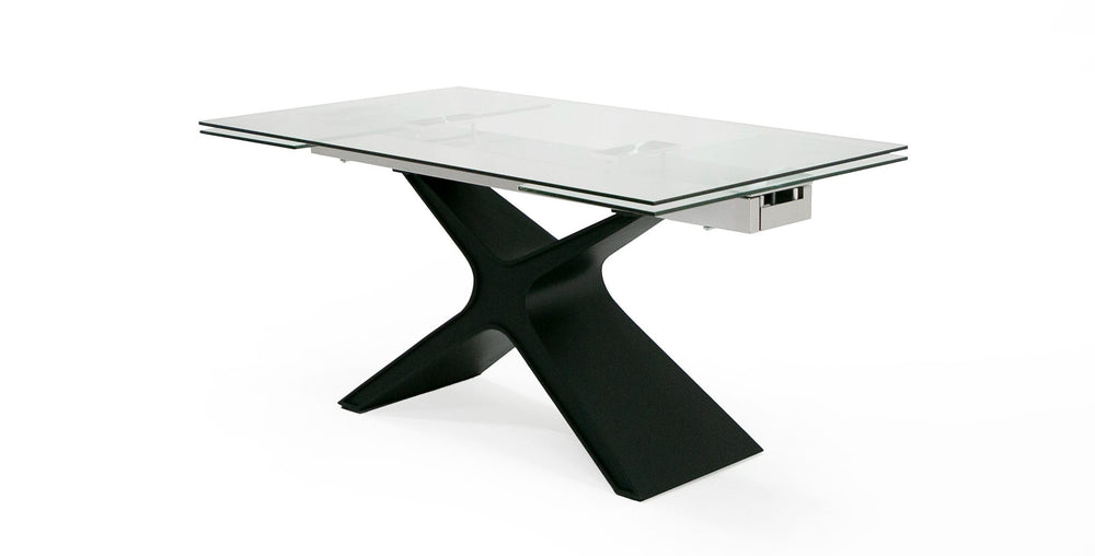Adler - Modern Black Glass Extendable 63"/94.5" Dining Table