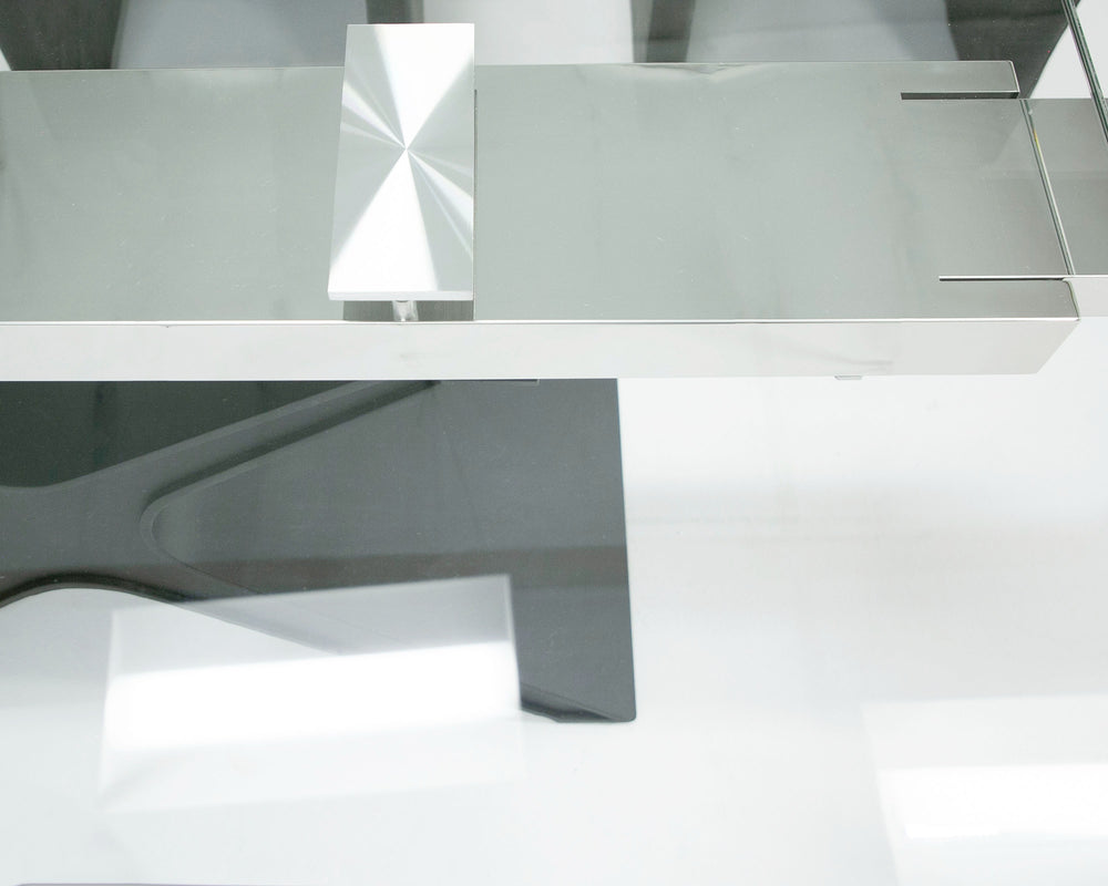 Adler - Modern Black Glass Extendable 63"/94.5" Dining Table