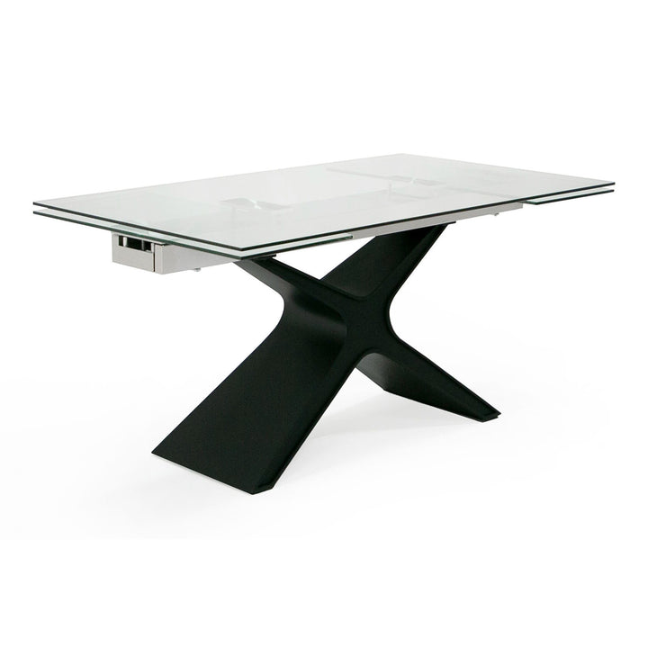 Adler - Modern Black Glass Extendable 63"/94.5" Dining Table