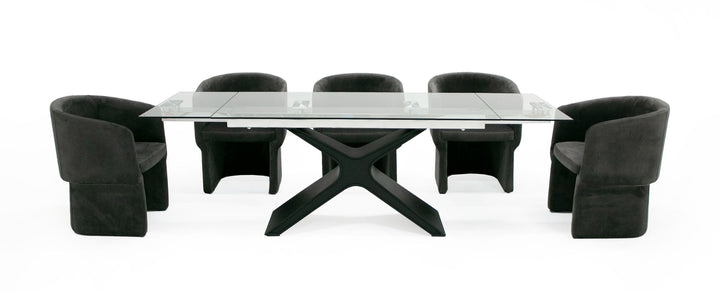 Adler - Modern Black Glass Extendable 63"/94.5" Dining Table