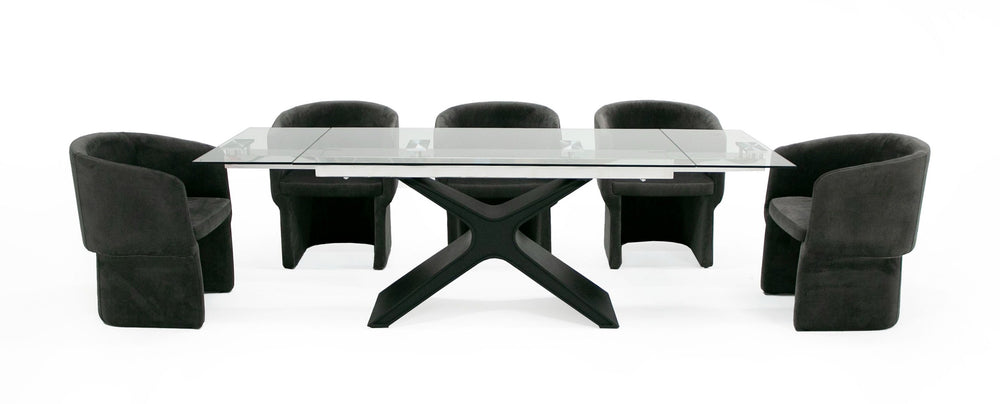 Adler - Modern Black Glass Extendable 63"/94.5" Dining Table