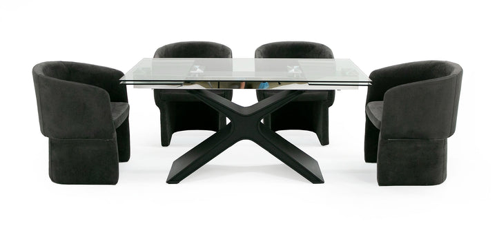 Adler - Modern Black Glass Extendable 63"/94.5" Dining Table