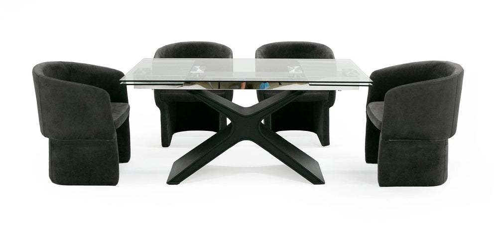 Adler - Modern Black Glass Extendable 63"/94.5" Dining Table
