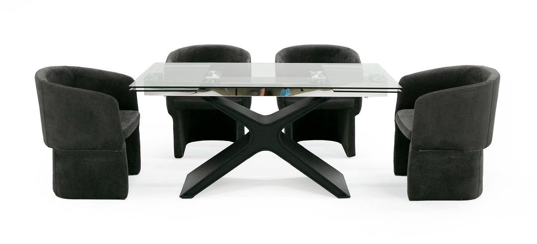 Adler - Modern Black Glass Extendable 63"/94.5" Dining Table