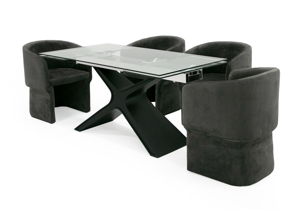 Adler - Modern Black Glass Extendable 63"/94.5" Dining Table