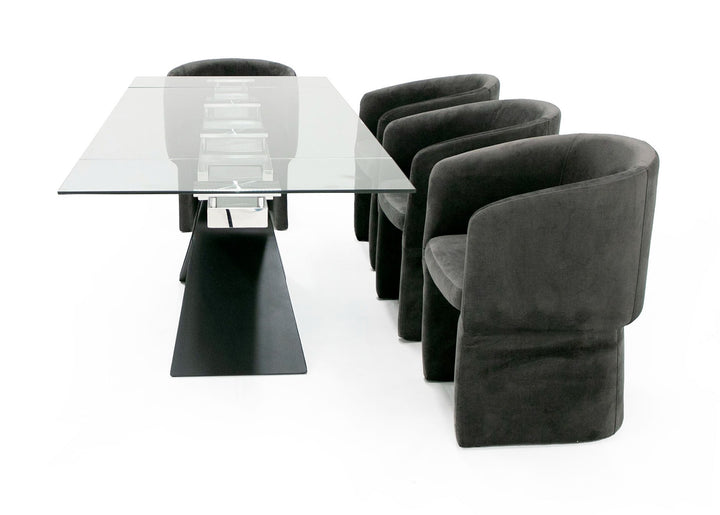 Adler - Modern Black Glass Extendable 63"/94.5" Dining Table
