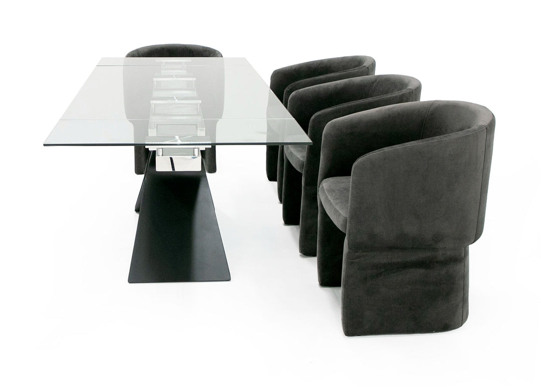 Adler - Modern Black Glass Extendable 63"/94.5" Dining Table