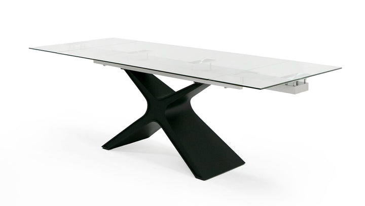 Adler - Modern Black Glass Extendable 63"/94.5" Dining Table