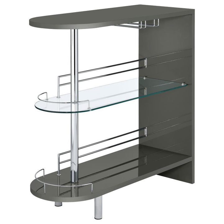 Adolfo - Rectangular 2 - Tier Home Bar Table - Gray High Gloss Home Bars modern furniture Contempo Furniture