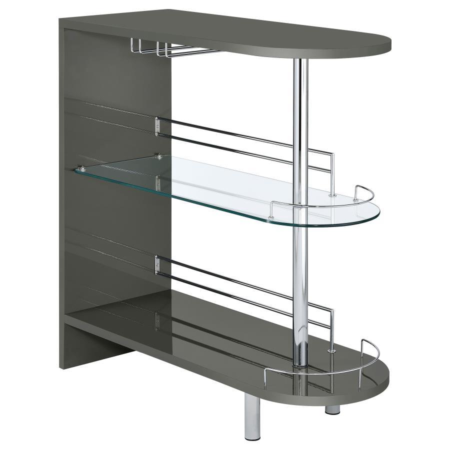 Adolfo - Rectangular 2 - Tier Home Bar Table - Gray High Gloss Home Bars modern furniture Contempo Furniture