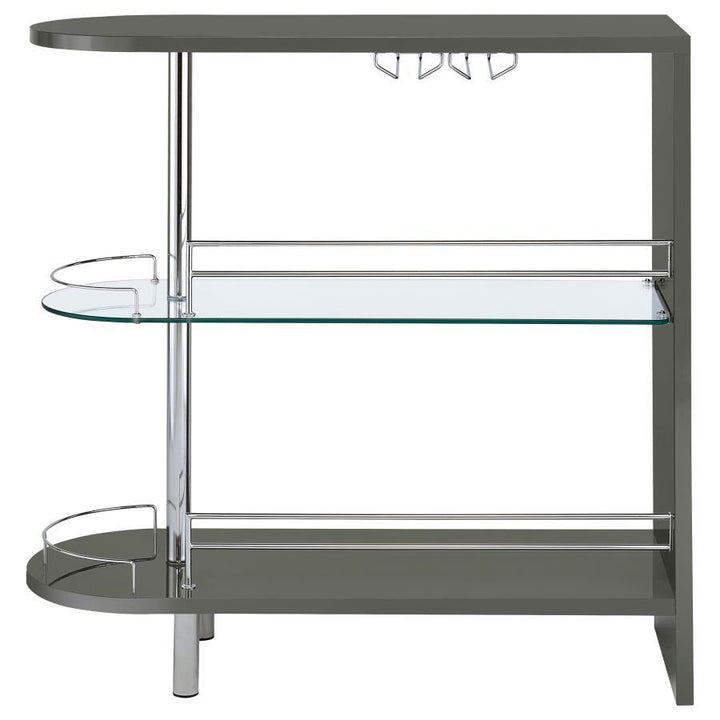 Adolfo - Rectangular 2 - Tier Home Bar Table - Gray High Gloss Home Bars modern furniture Contempo Furniture