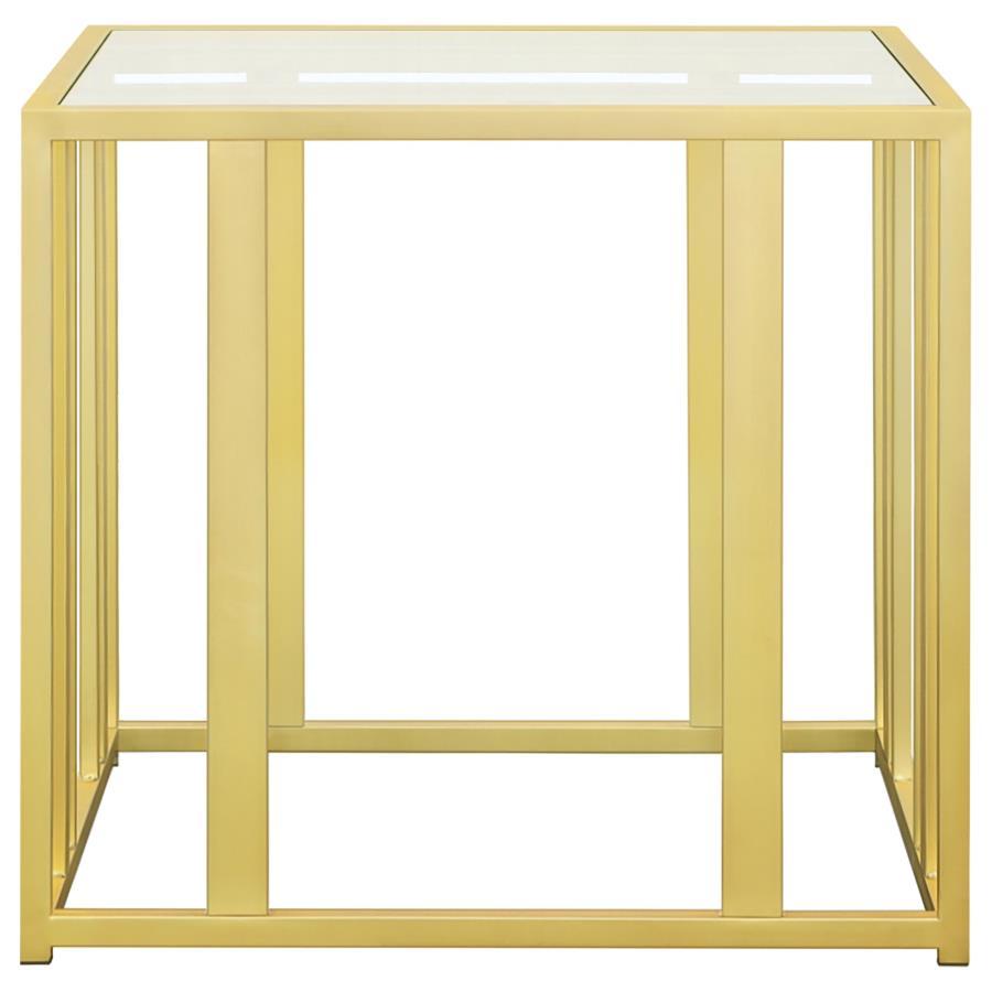 Adri - 2 Piece Coffee And End Table Set - Matte Brass Table Set modern furniture Contempo Furniture