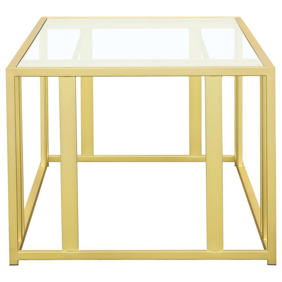 Adri - 2 Piece Coffee And End Table Set - Matte Brass Table Set modern furniture Contempo Furniture