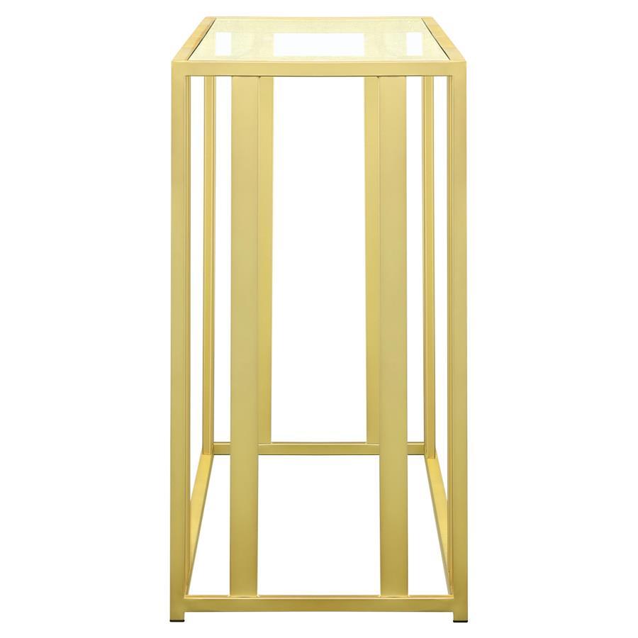 Adri - Glass Top Entryway Sofa Console Table - Matte Brass Console Table modern furniture Contempo Furniture