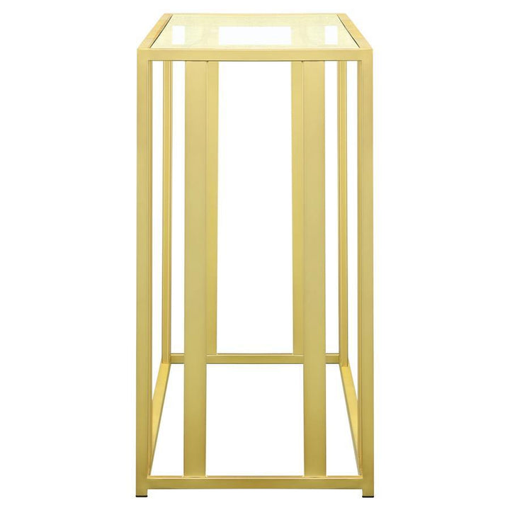 Adri - Glass Top Entryway Sofa Console Table - Matte Brass Console Table modern furniture Contempo Furniture