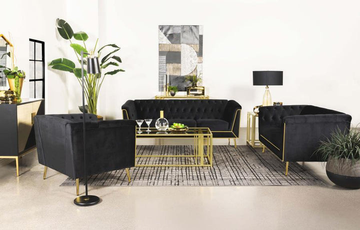 Adri - Rectangular Glass Top Coffee Table - Matte Brass Coffee Table modern furniture Contempo Furniture