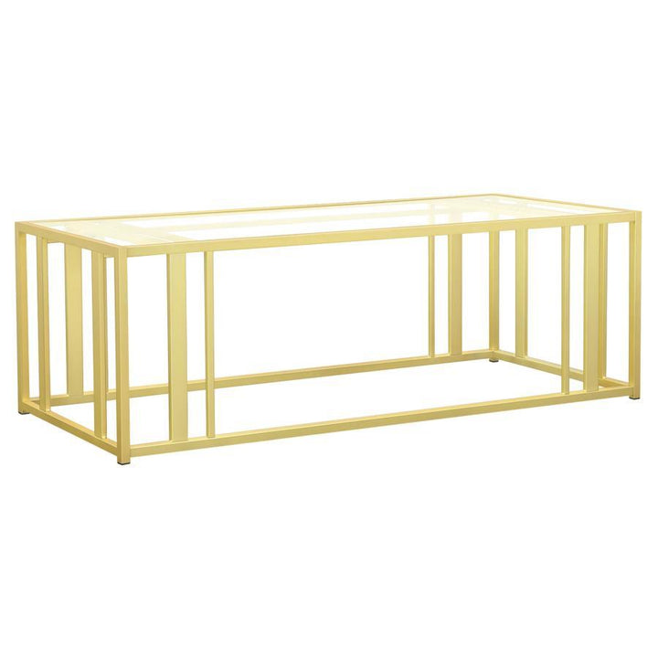 Adri - Rectangular Glass Top Coffee Table - Matte Brass Coffee Table modern furniture Contempo Furniture