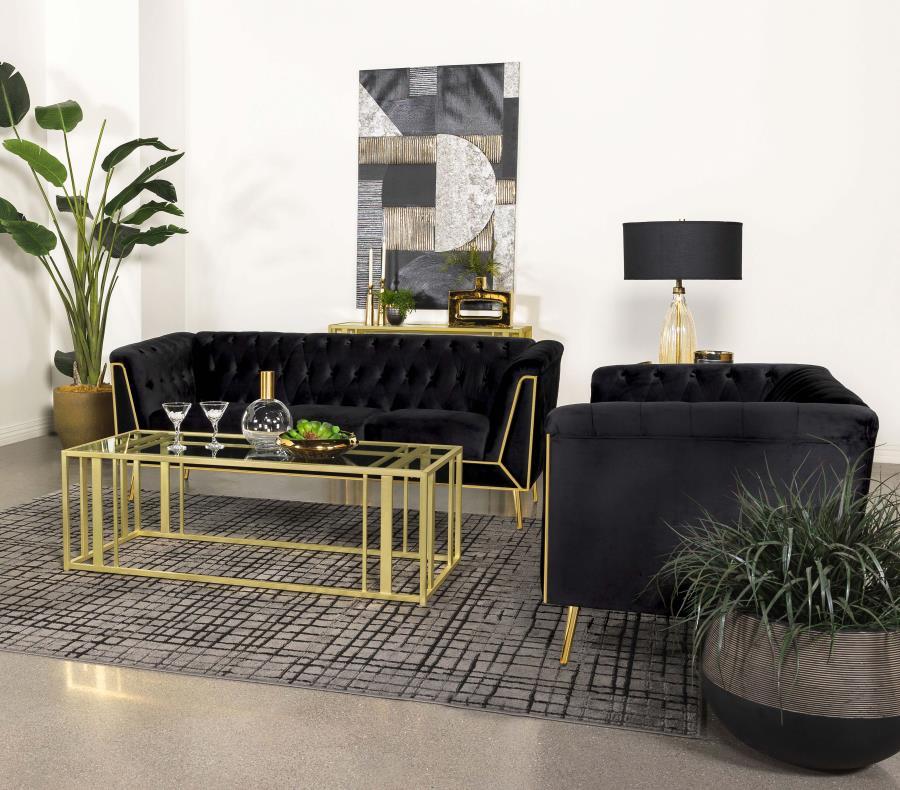 Adri - Rectangular Glass Top Coffee Table - Matte Brass Coffee Table modern furniture Contempo Furniture