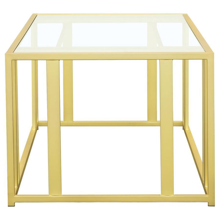 Adri - Rectangular Glass Top Coffee Table - Matte Brass Coffee Table modern furniture Contempo Furniture