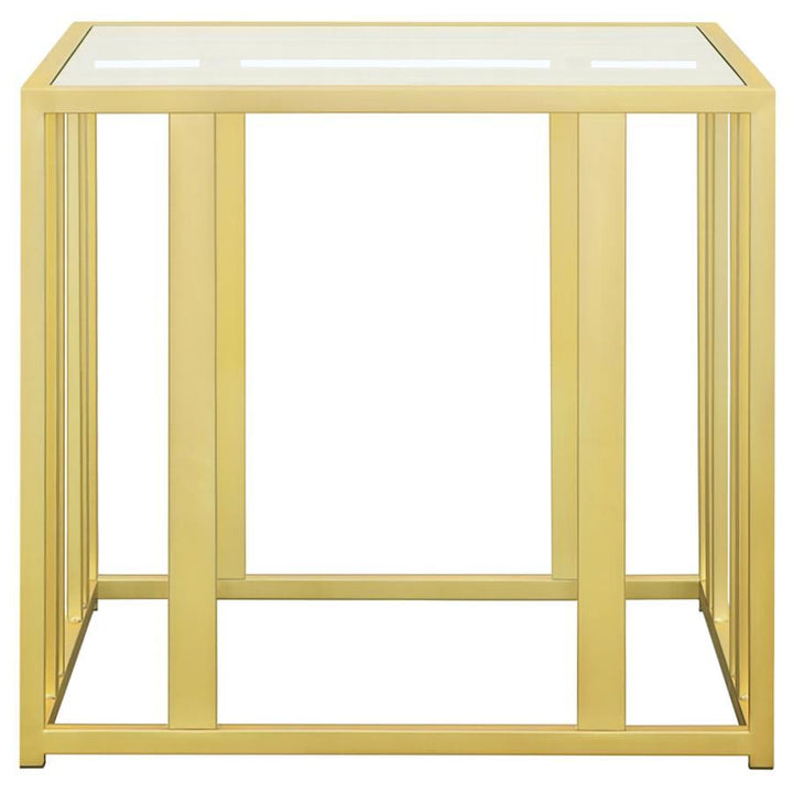 Adri - Rectangular Glass Top Side End Table - Matte Brass End Table modern furniture Contempo Furniture