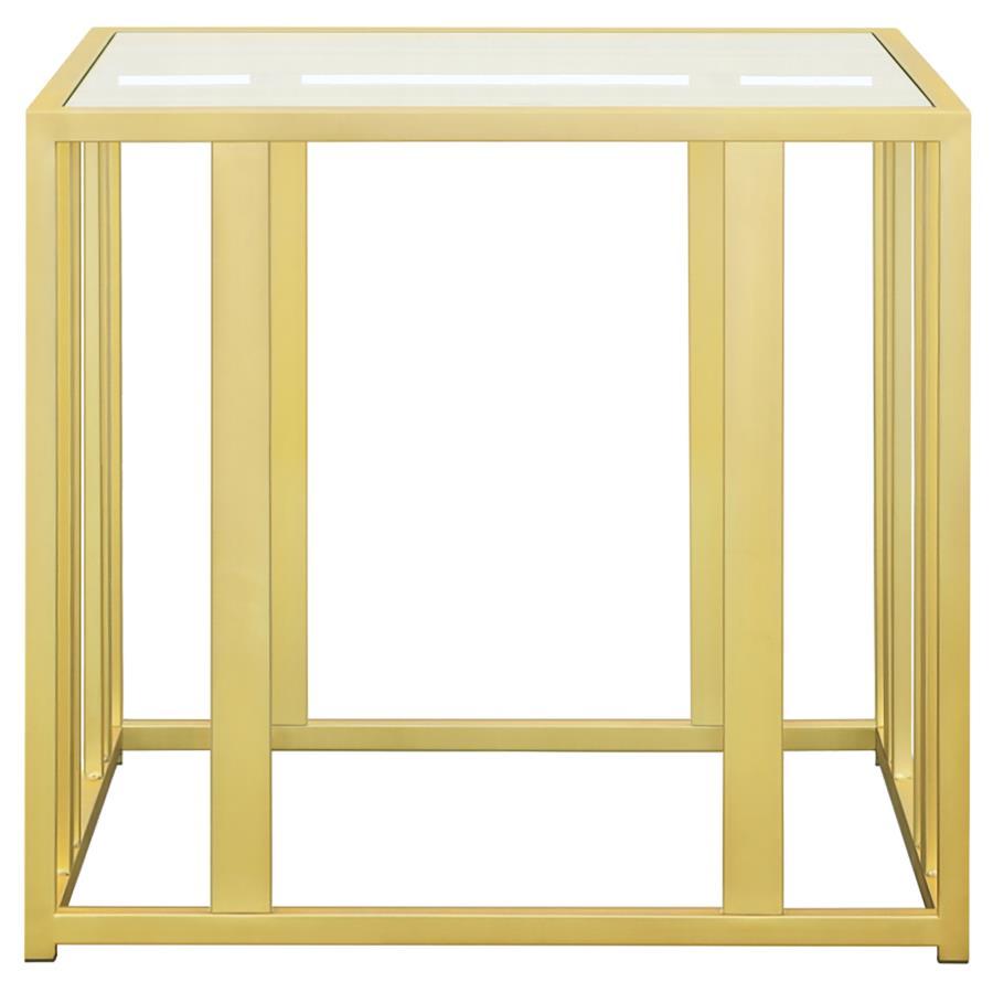 Adri - Rectangular Glass Top Side End Table - Matte Brass End Table modern furniture Contempo Furniture