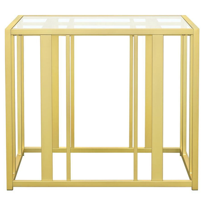 Adri - Rectangular Glass Top Side End Table - Matte Brass End Table modern furniture Contempo Furniture