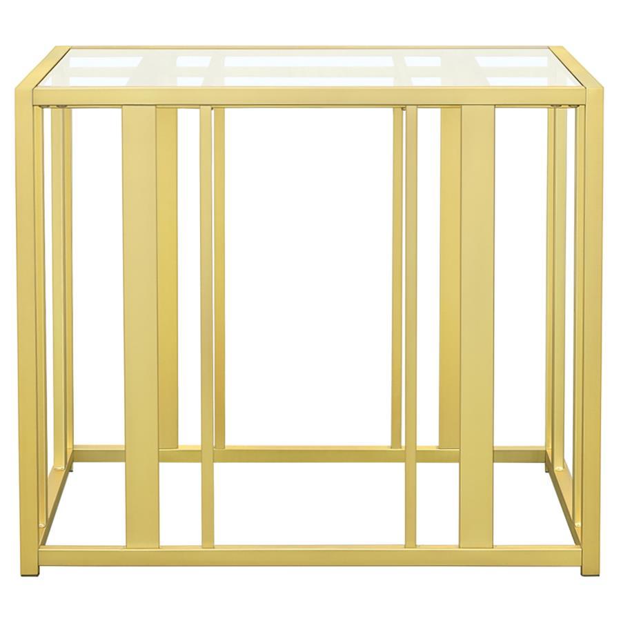 Adri - Rectangular Glass Top Side End Table - Matte Brass End Table modern furniture Contempo Furniture