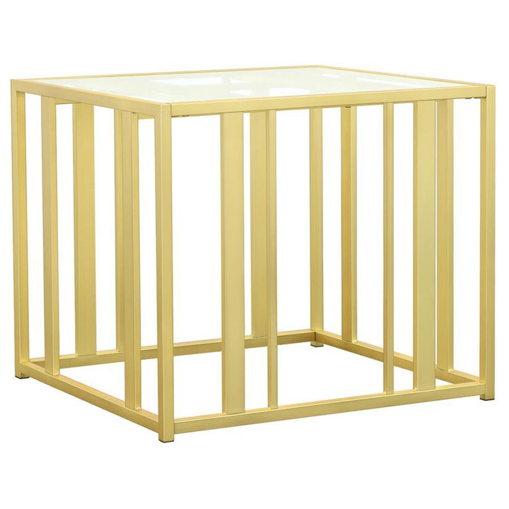 Adri - Rectangular Glass Top Side End Table - Matte Brass End Table modern furniture Contempo Furniture