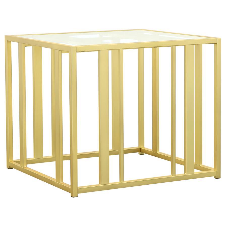 Adri - Rectangular Glass Top Side End Table - Matte Brass End Table modern furniture Contempo Furniture