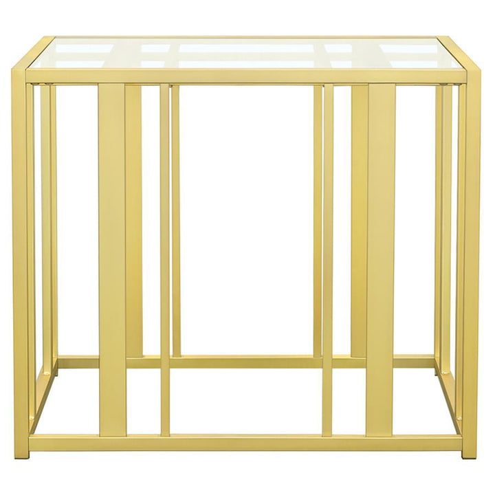 Adri - Rectangular Glass Top Side End Table - Matte Brass End Table modern furniture Contempo Furniture