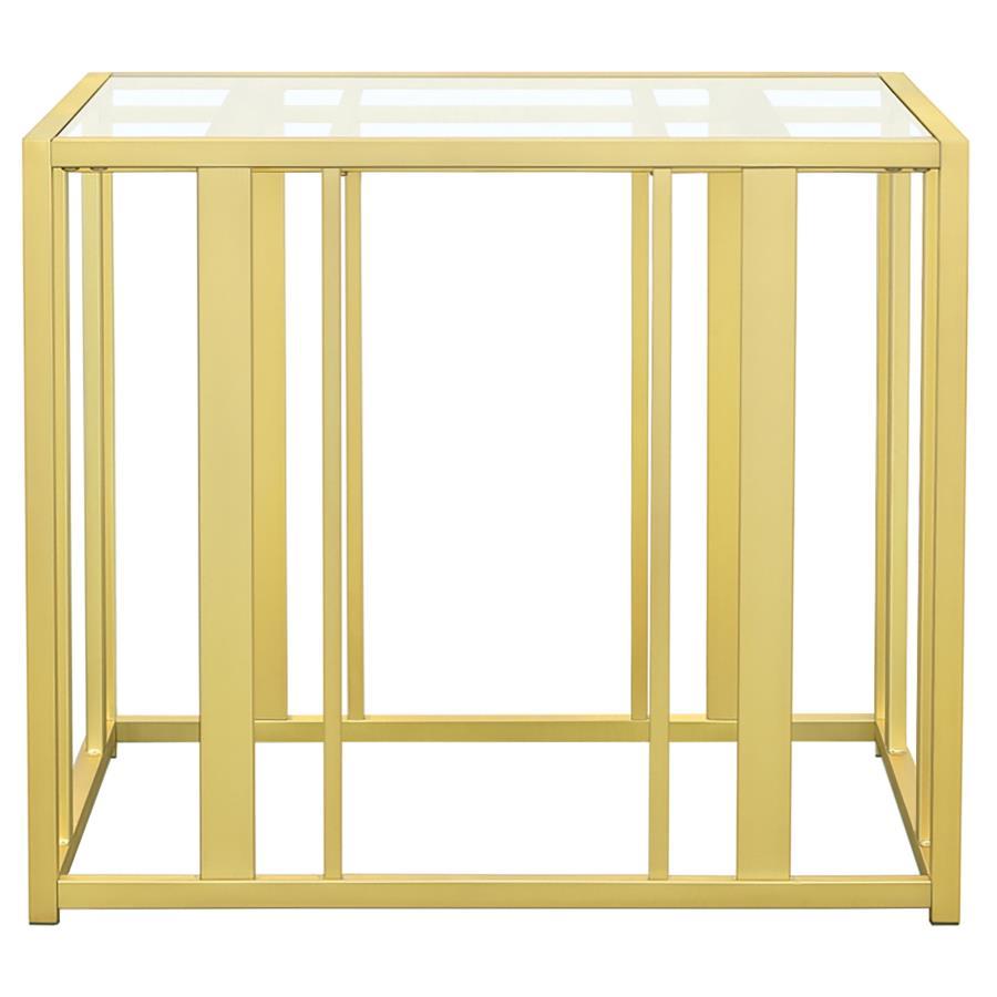 Adri - Rectangular Glass Top Side End Table - Matte Brass End Table modern furniture Contempo Furniture
