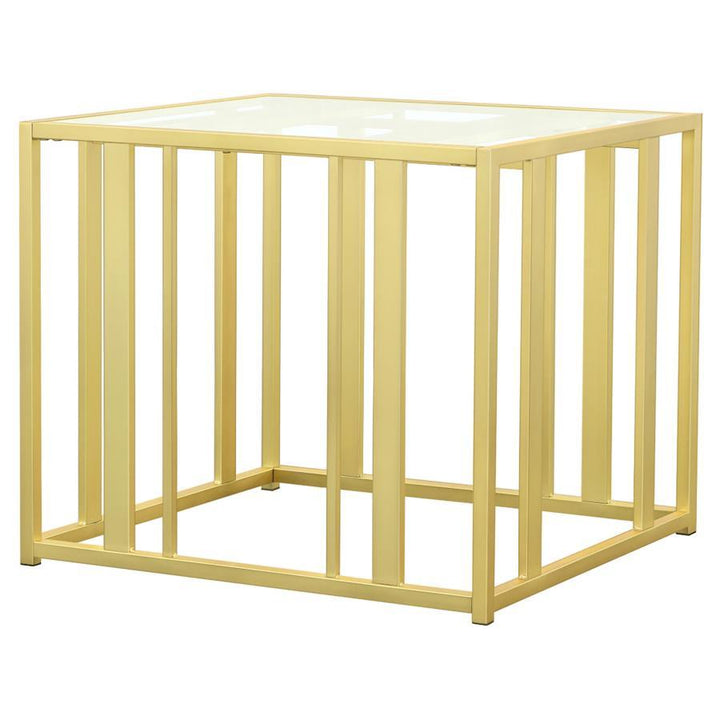 Adri - Rectangular Glass Top Side End Table - Matte Brass End Table modern furniture Contempo Furniture