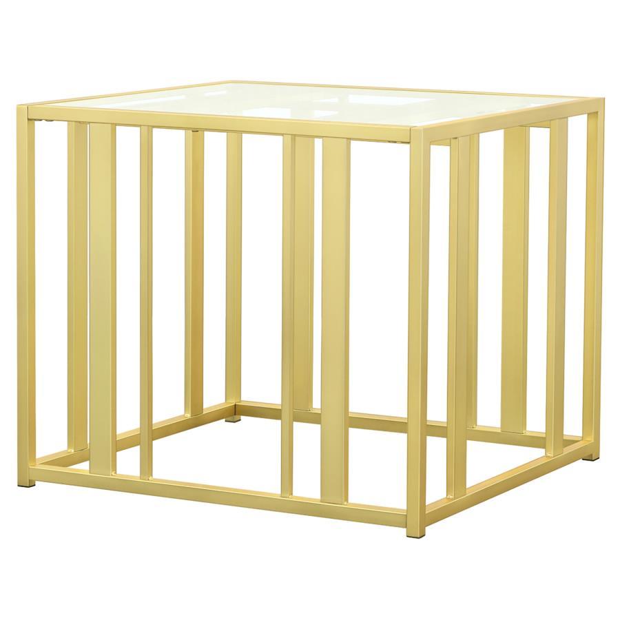 Adri - Rectangular Glass Top Side End Table - Matte Brass End Table modern furniture Contempo Furniture