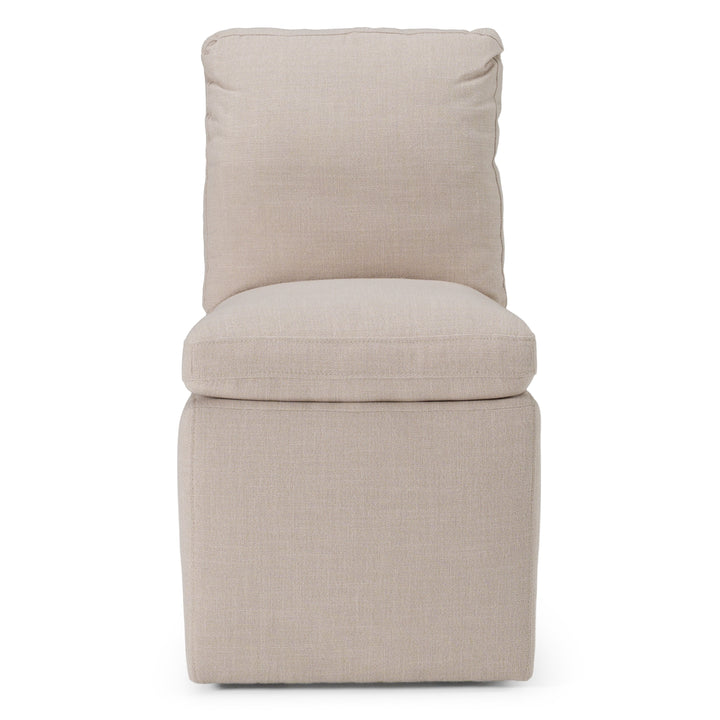 Adrian - Modern Beige Fabric Dining Chair w/ Castor Wheels