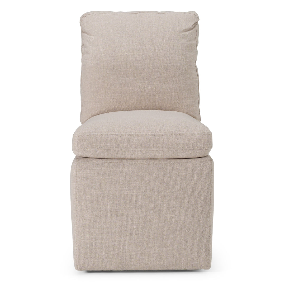 Adrian - Modern Beige Fabric Dining Chair w/ Castor Wheels