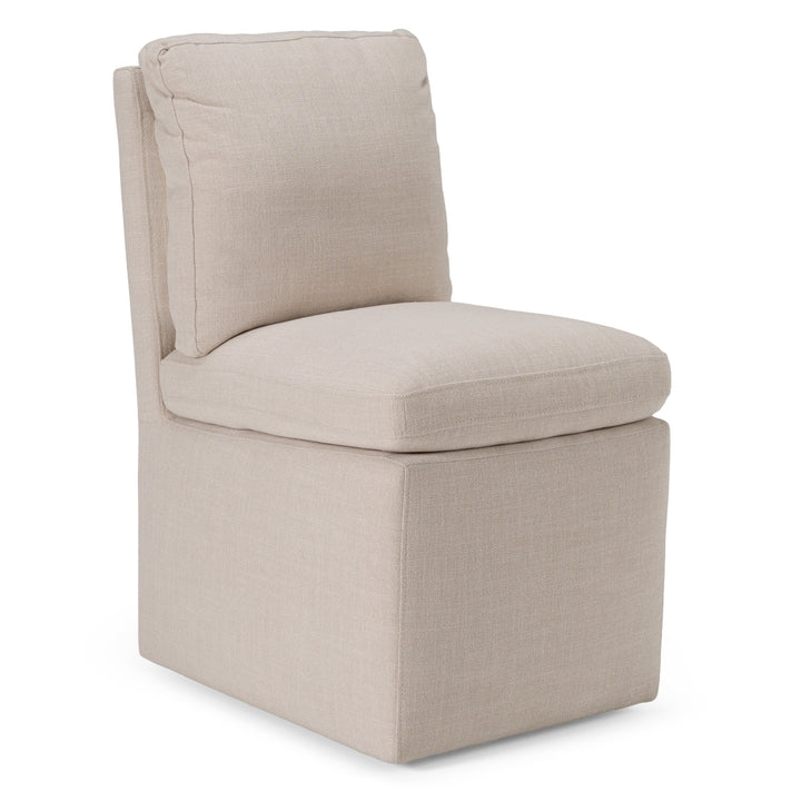 Adrian - Modern Beige Fabric Dining Chair w/ Castor Wheels
